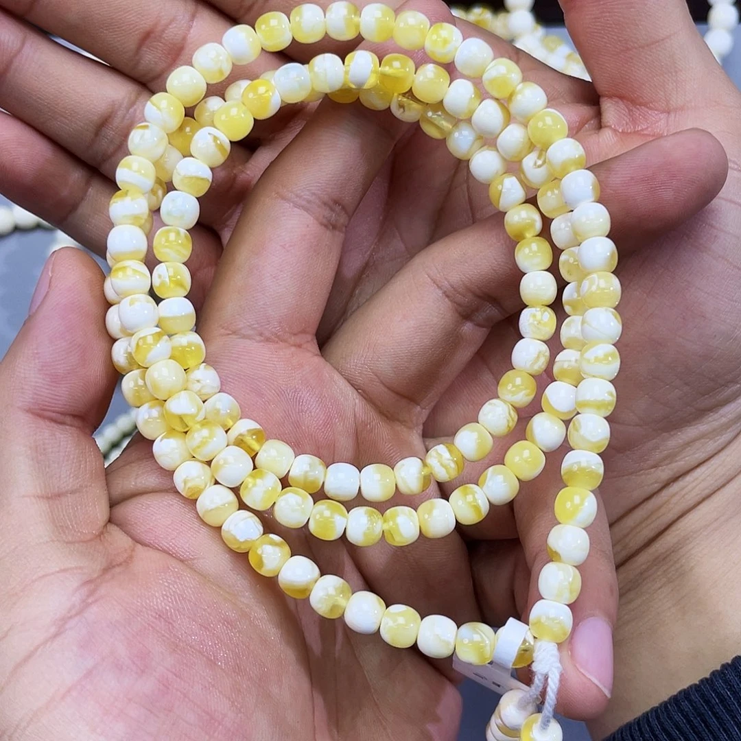 琥珀未镶嵌手链金瓷白6m