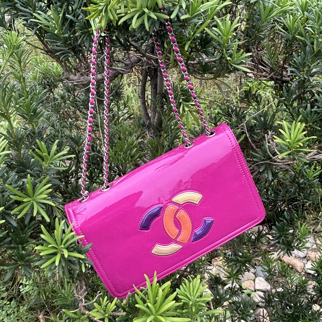 95新 Chanel/香奈儿 Chanel 95新/二手 LL 玫粉色 大LOGO链条包
