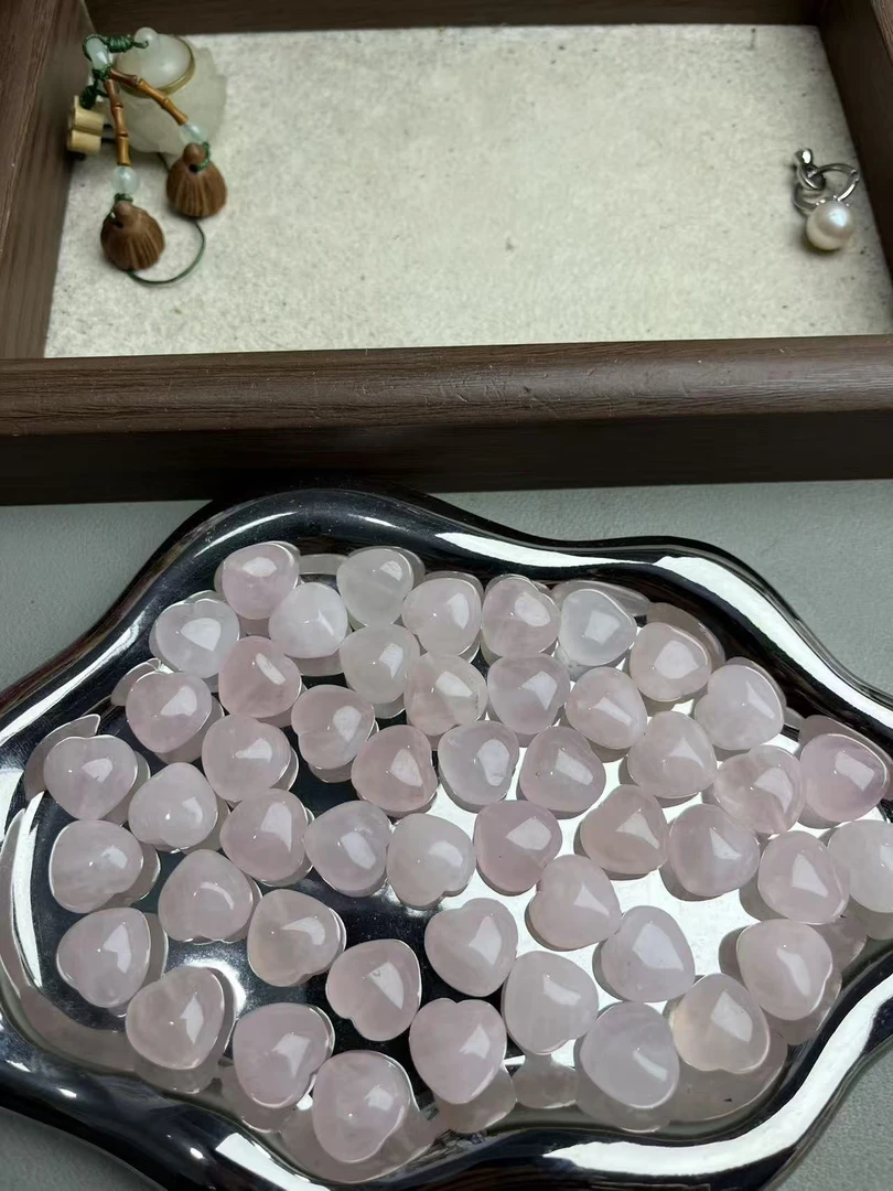 天然15mm左右粉晶屁桃竖孔散珠半成品（5个装）可DIY搭配手串锁骨链