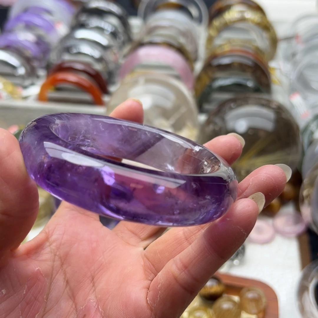 未镶嵌手镯水晶天然紫水晶手镯57口径