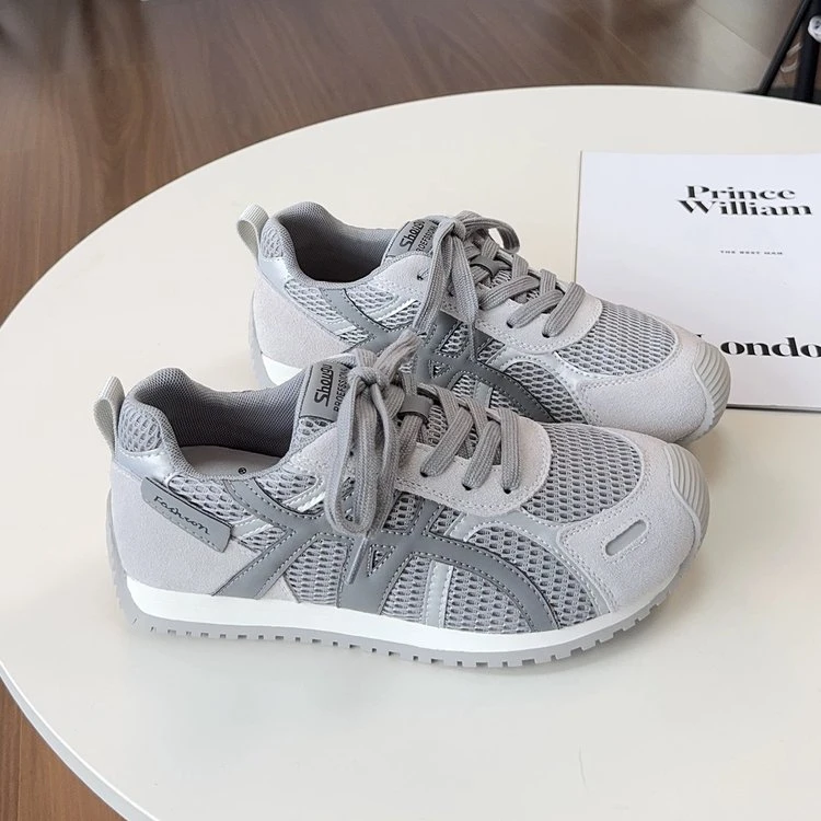 红色德训鞋女平底2025夏季新款韩版透气学生运动跑步鞋休闲阿甘鞋