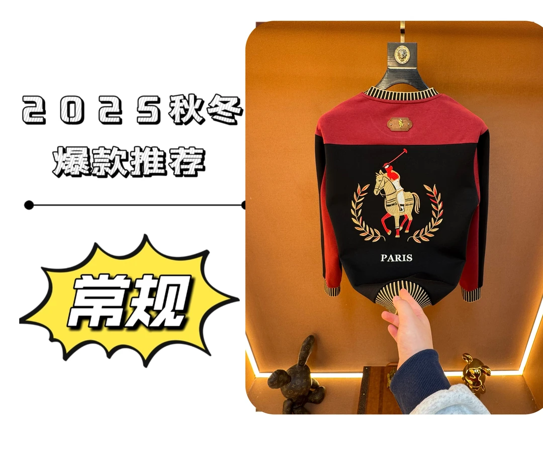 【OPQ】2025冬季男士拼色長袖刺繡耐磨百搭重工卫衣118款01