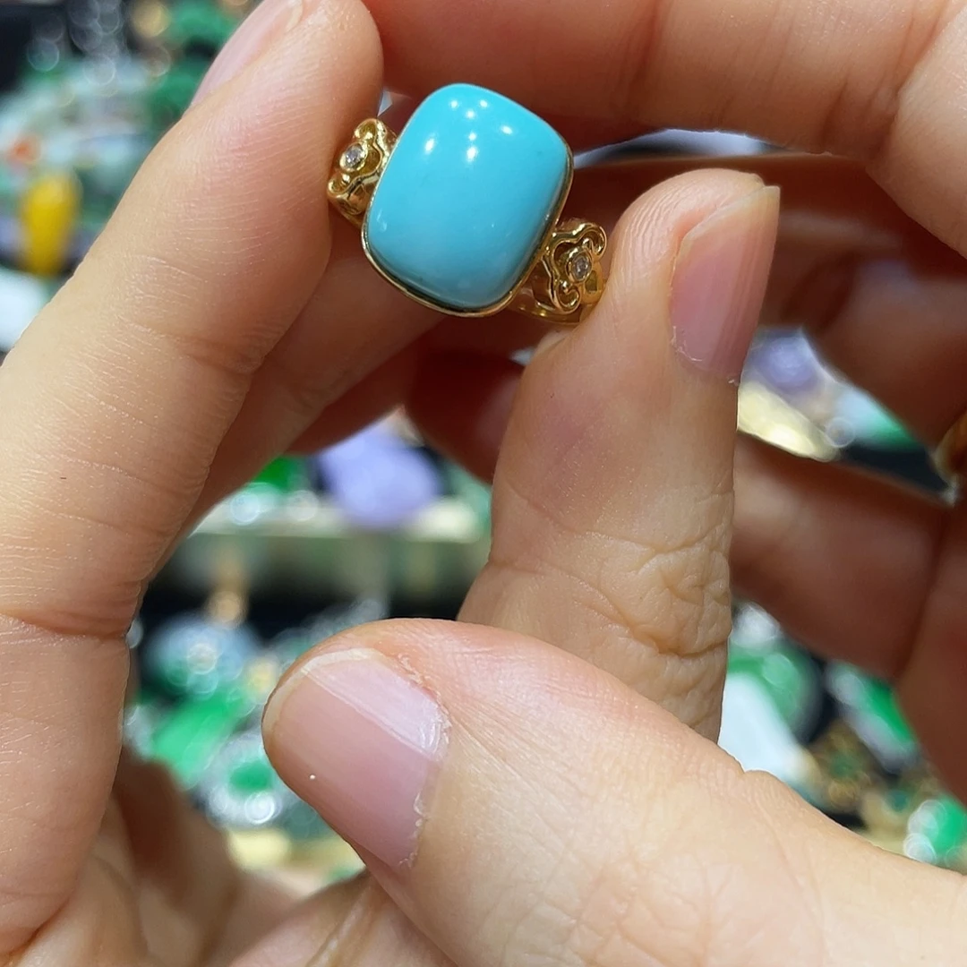 绿松石18K金镶嵌戒指闪购