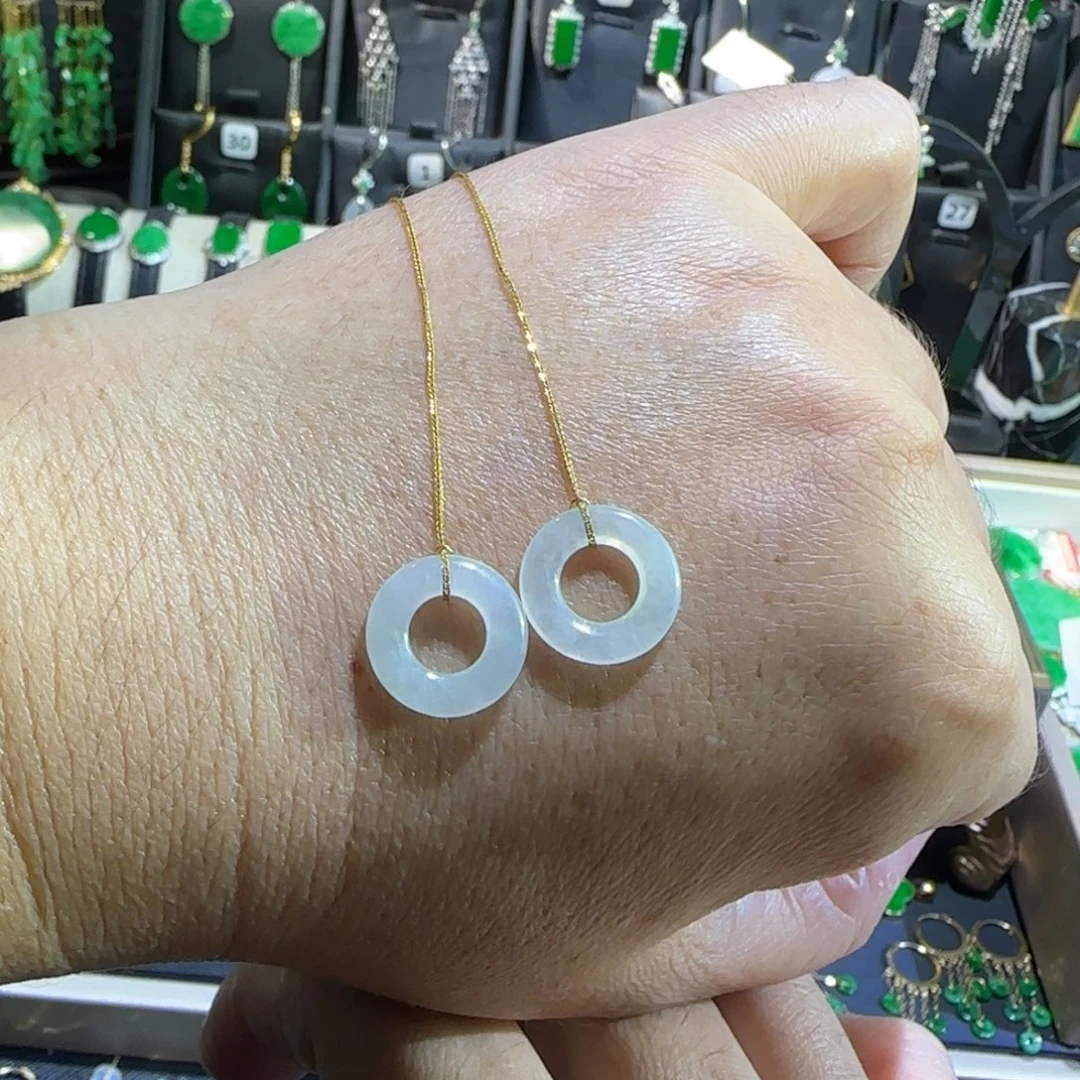 翡翠18K金镶嵌颈饰耳线