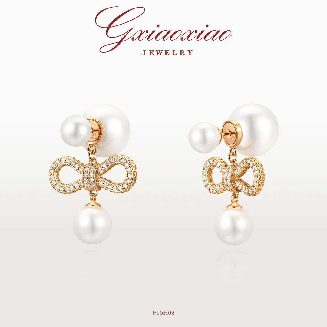 G XIAOXIAO 镀K金 时尚气质优雅精致百搭蝴蝶结耳环 F15H62