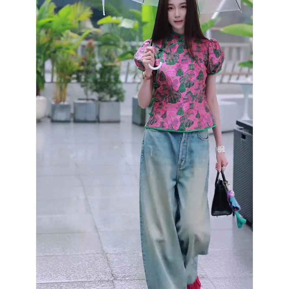 新中式女装中国风年轻款盘扣改良唐装短袖女2025夏季新款上衣小衫