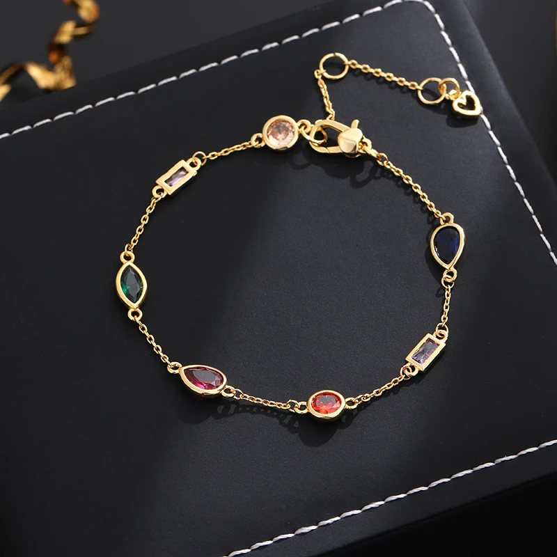 铜合金手链 《货号7409》小众精致甜美彩色手链（链长：17+4cm）