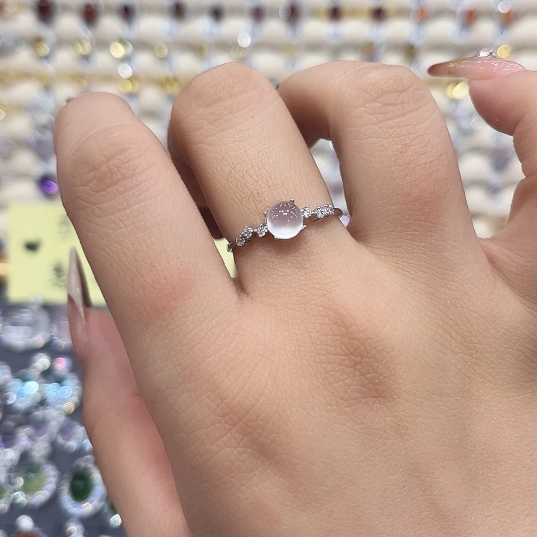 蛇纹石玉银S925镶嵌戒指