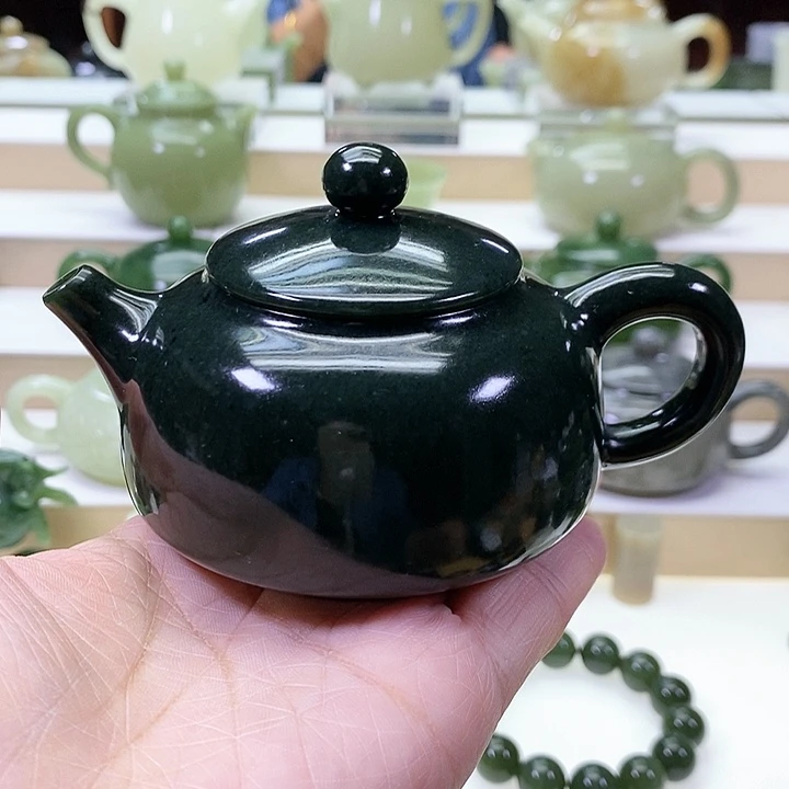 和田玉未镶嵌挂件茶壶170m l