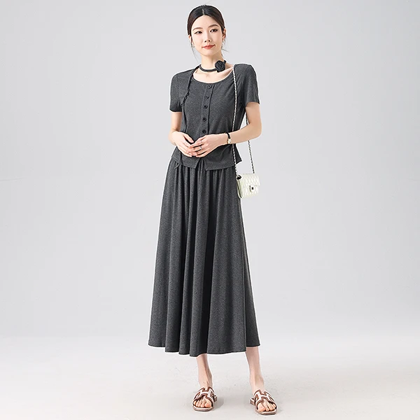 YANPING/燕苹新款春夏简约时尚温柔淑女收腰减龄百搭套装裙CX2520