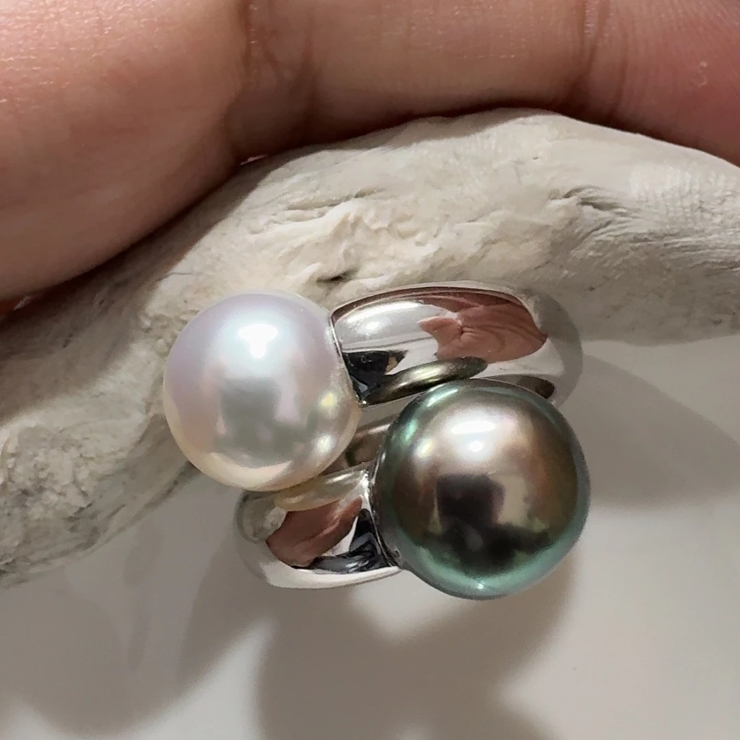 海水珍珠戒指银S925镶嵌