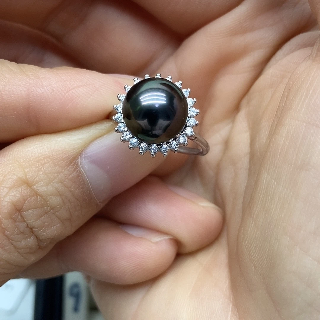 戒指银S925镶嵌淡水珍珠