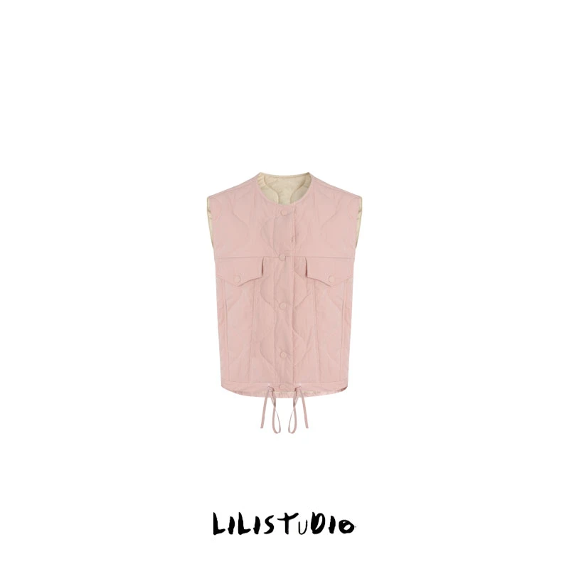 PCNY「柔粉马甲」不理理秋季新款小众女装简约甜美百搭叠穿马甲外套