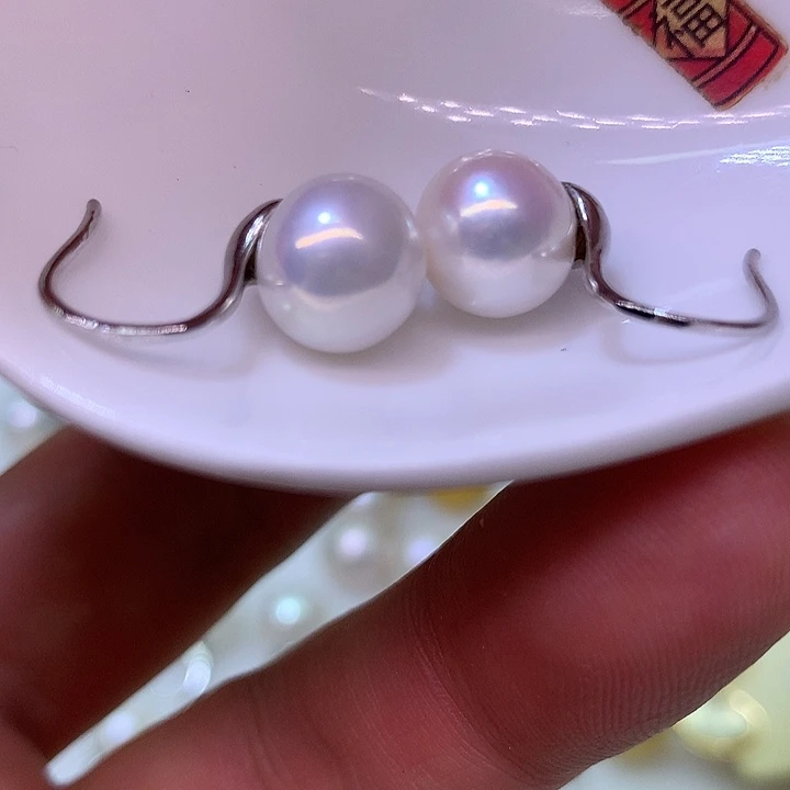 银S925镶嵌耳饰淡水珍珠