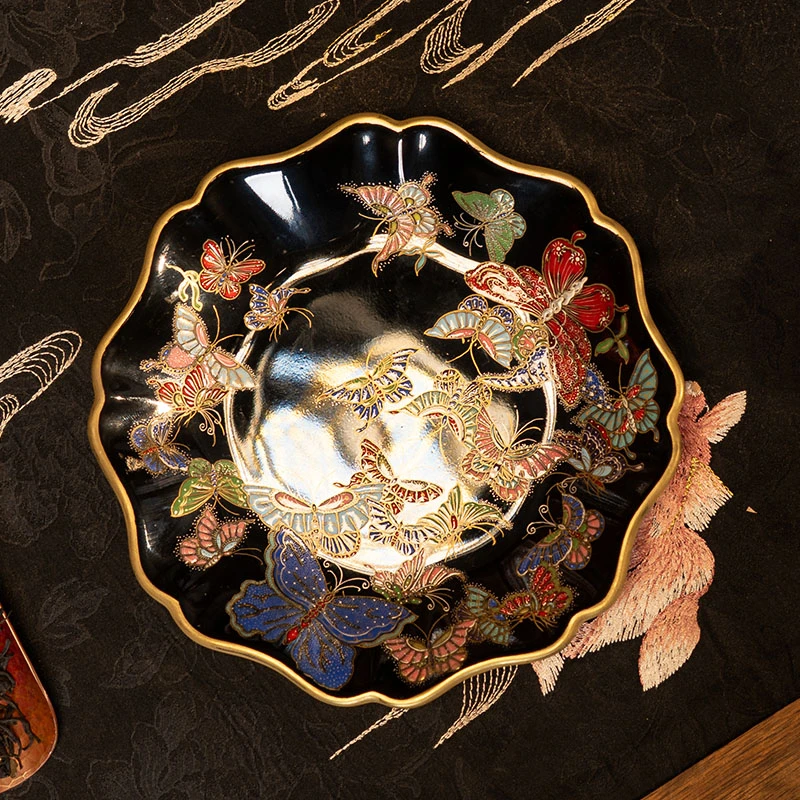 伴斤茶舍灵玺贡坊黑金内外蝴蝶壶承中式轻奢复古创意家用手工手绘