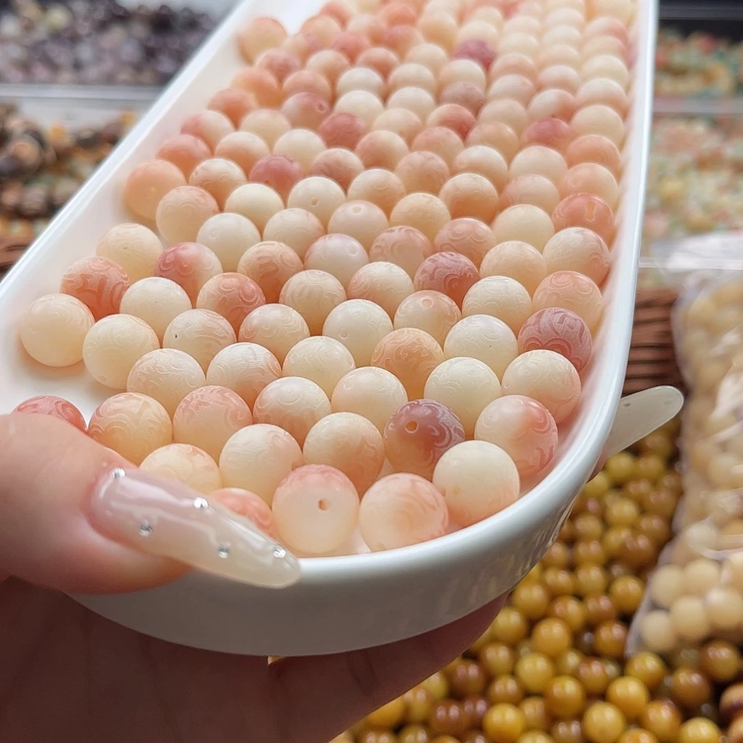 白玉菩提吊坠a12mm/50+5颗粉飘六字