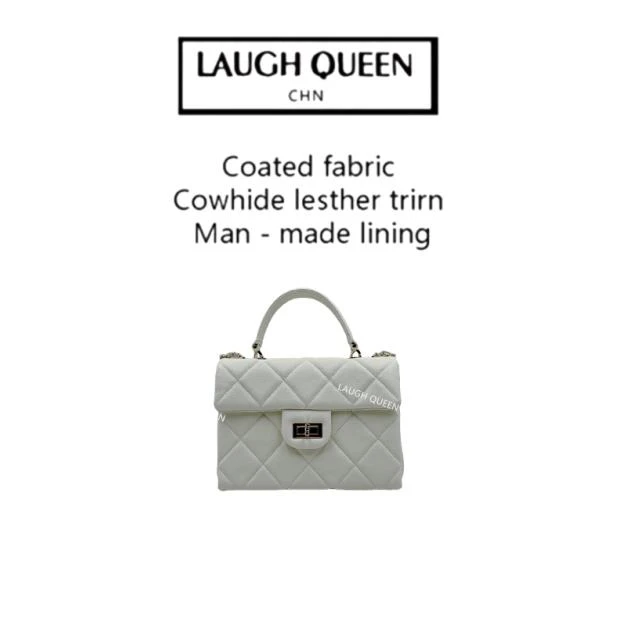 Laugh Queen手工打造真皮女士新款包10577盒子手提 黑白色