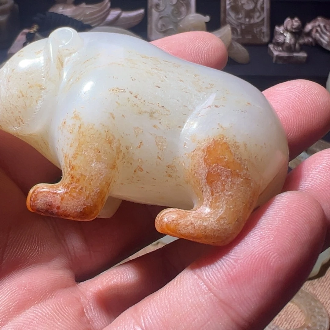 未镶嵌和田玉（糖玉）挂件和田玉玉熊手把件摆件