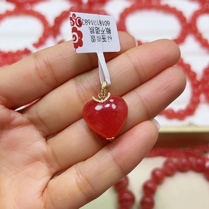 菱锰矿（红纹石）吊坠(不含链)18K金镶嵌N****e