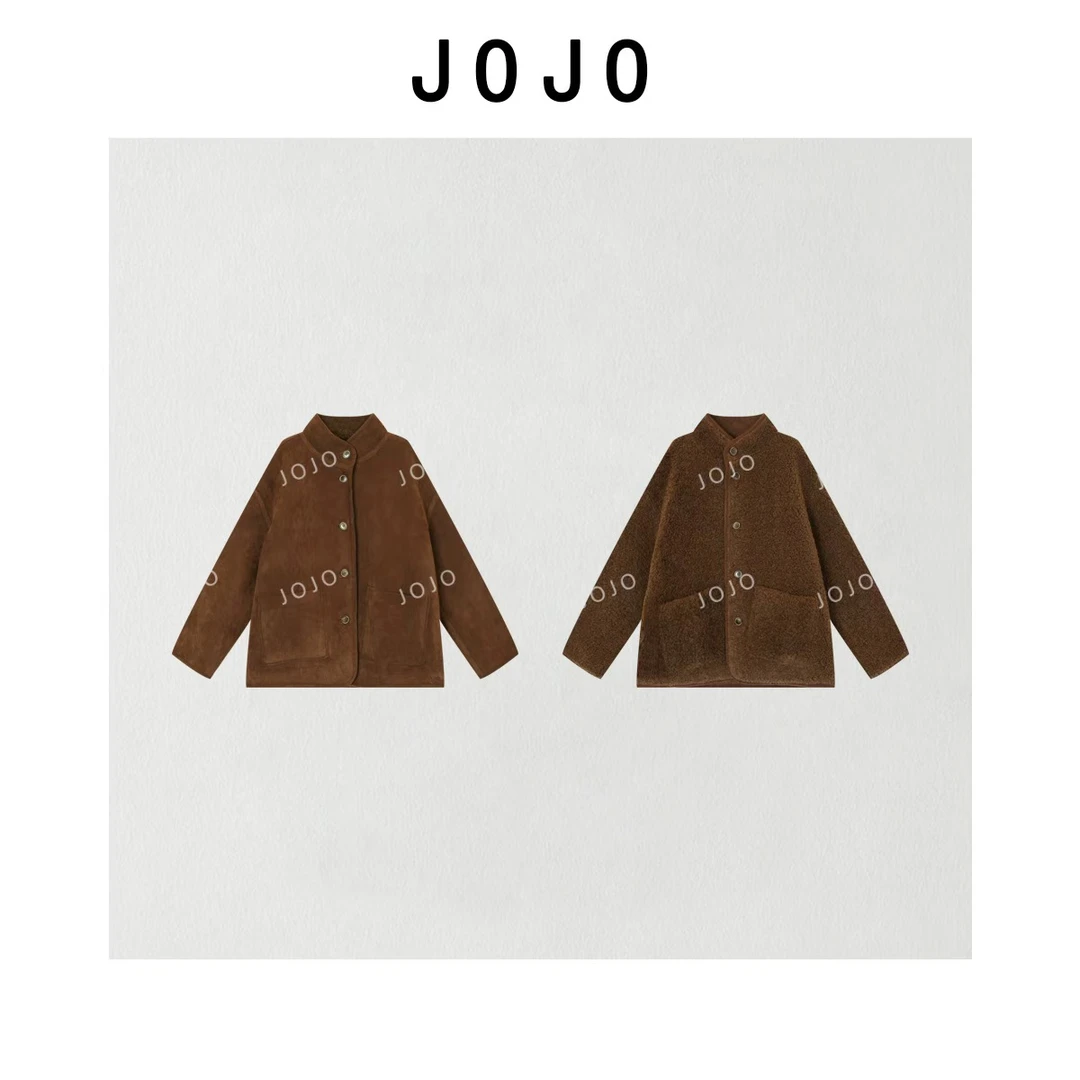 玖玖 2025秋冬新款【晓风山月】小众设计两面穿毛毛外套 2510C6684