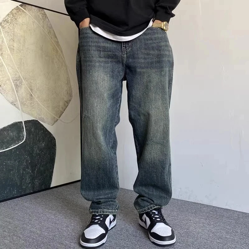 美式春秋爆款2025新款牛仔裤男款裤子高街潮牌大码男装宽松微喇裤