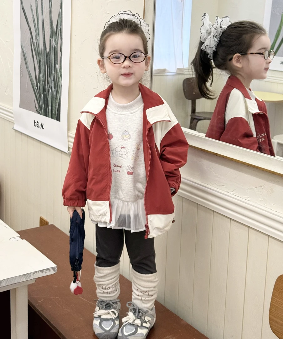 小月亮 女童套装2025秋拉链夹克3001 拼接卫衣3002 打底裤3006