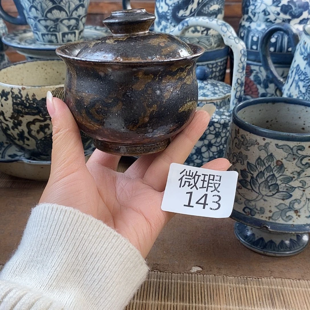 ****仔手工手绘青花高温陶瓷