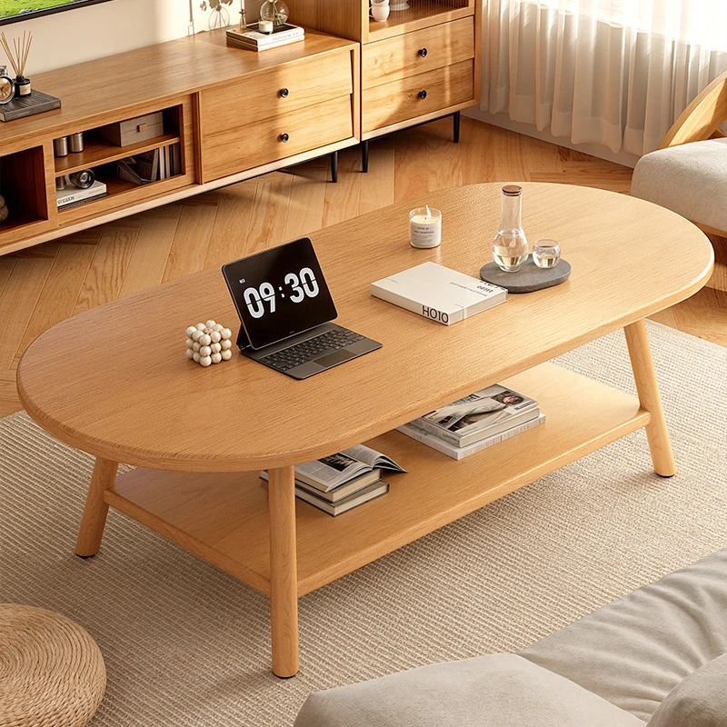茶几客厅家用2025新款实木腿小桌子原木风小户型出租屋用沙发茶桌