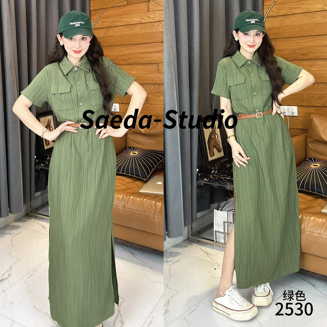 衬衫收腰显瘦法式减龄短袖气质长裙  YF2530