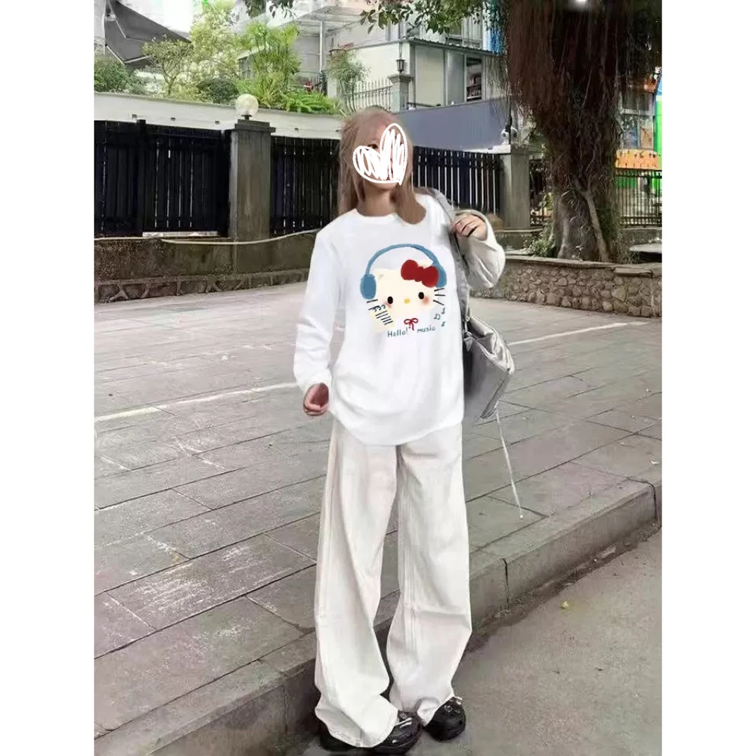 10574 韩系早秋百搭卡通印花长袖T恤