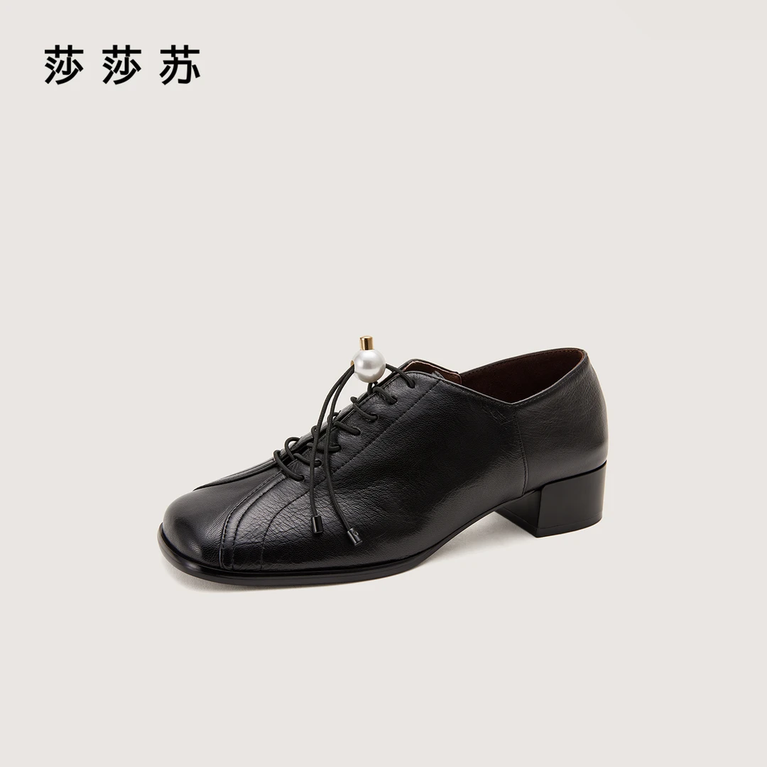 【纽约时报】莎莎苏2025年秋新款休闲方头薄底增高乐福鞋ZA65515-41