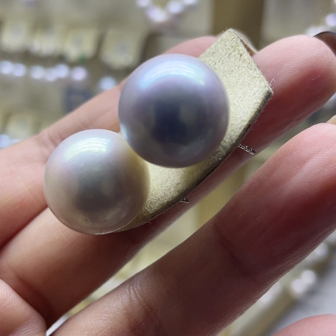 耳饰银S925镶嵌淡水珍珠