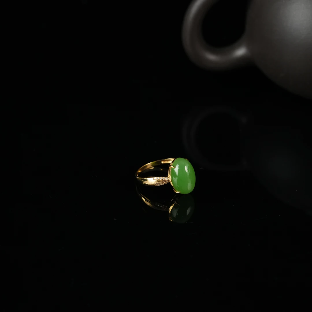 【云上叙】20 QJD10600076 18K金镶嵌和田玉戒指-多样性发其一