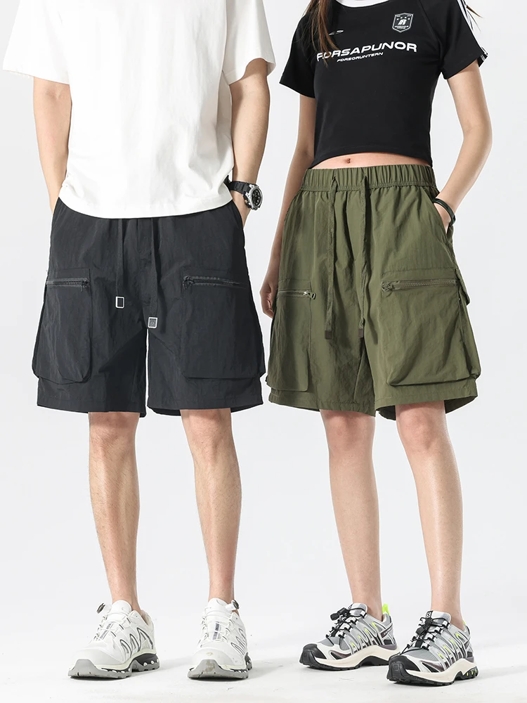 运动风无弹力夏季中腰直筒裤短裤宽松裤子五分裤ins中裤外穿