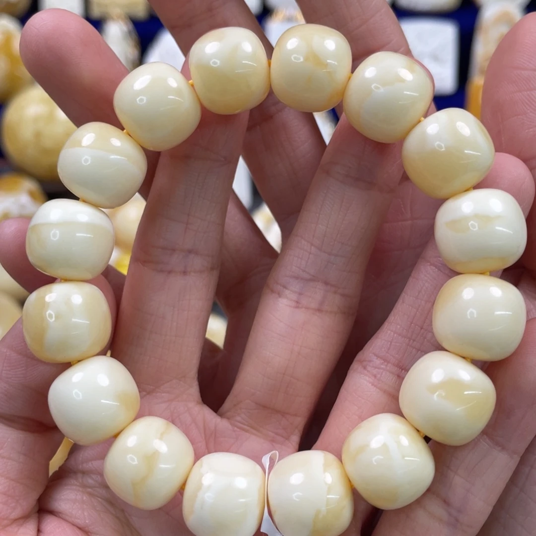 蜜蜡裸石未镶嵌琥珀蜜蜡手串卡14mm