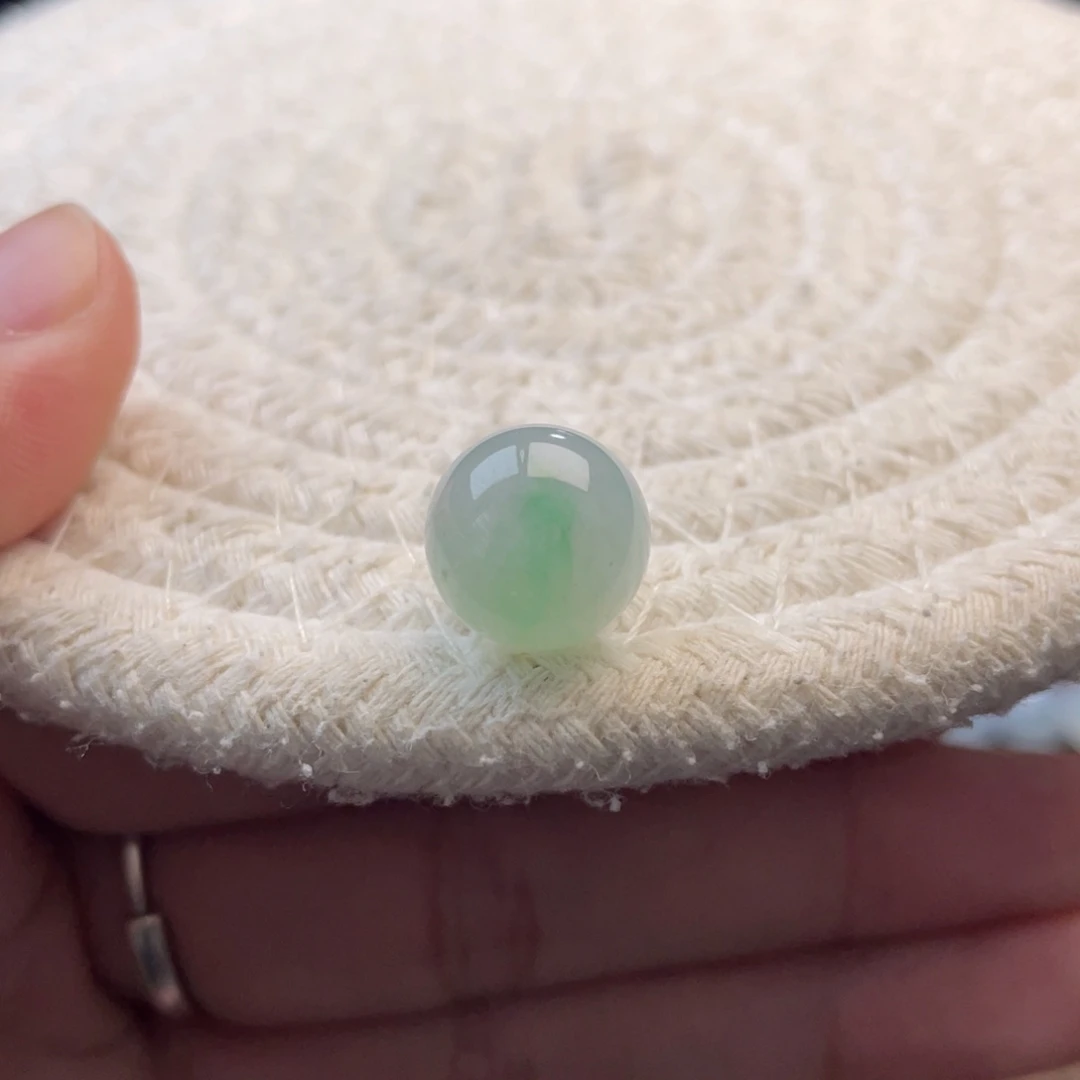散珠翡翠特色飘金丝绿芝麻糊圆珠卡11.9mm