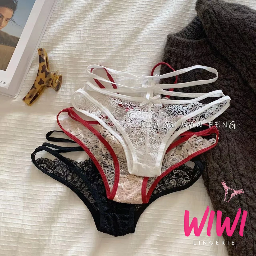 【WI WI】 洛丽塔交叉镂空轻薄蕾丝女款性感火辣透气裆三角短裤爆款