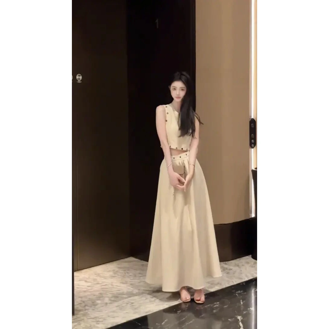 2025夏季新款时尚套装气质显瘦洋气休闲百搭背心上衣宽松半身裙女