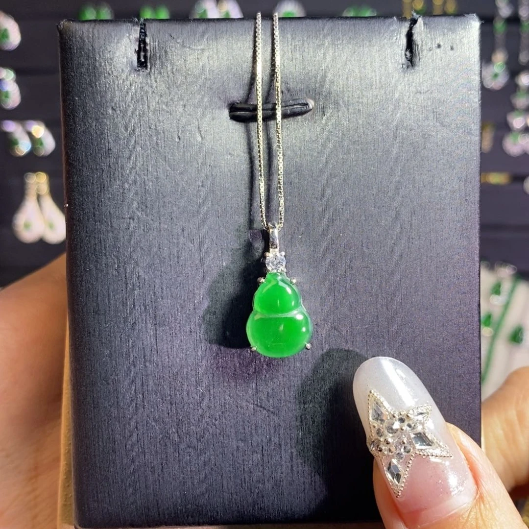 翡翠银S925镶嵌颈饰葫芦项链
