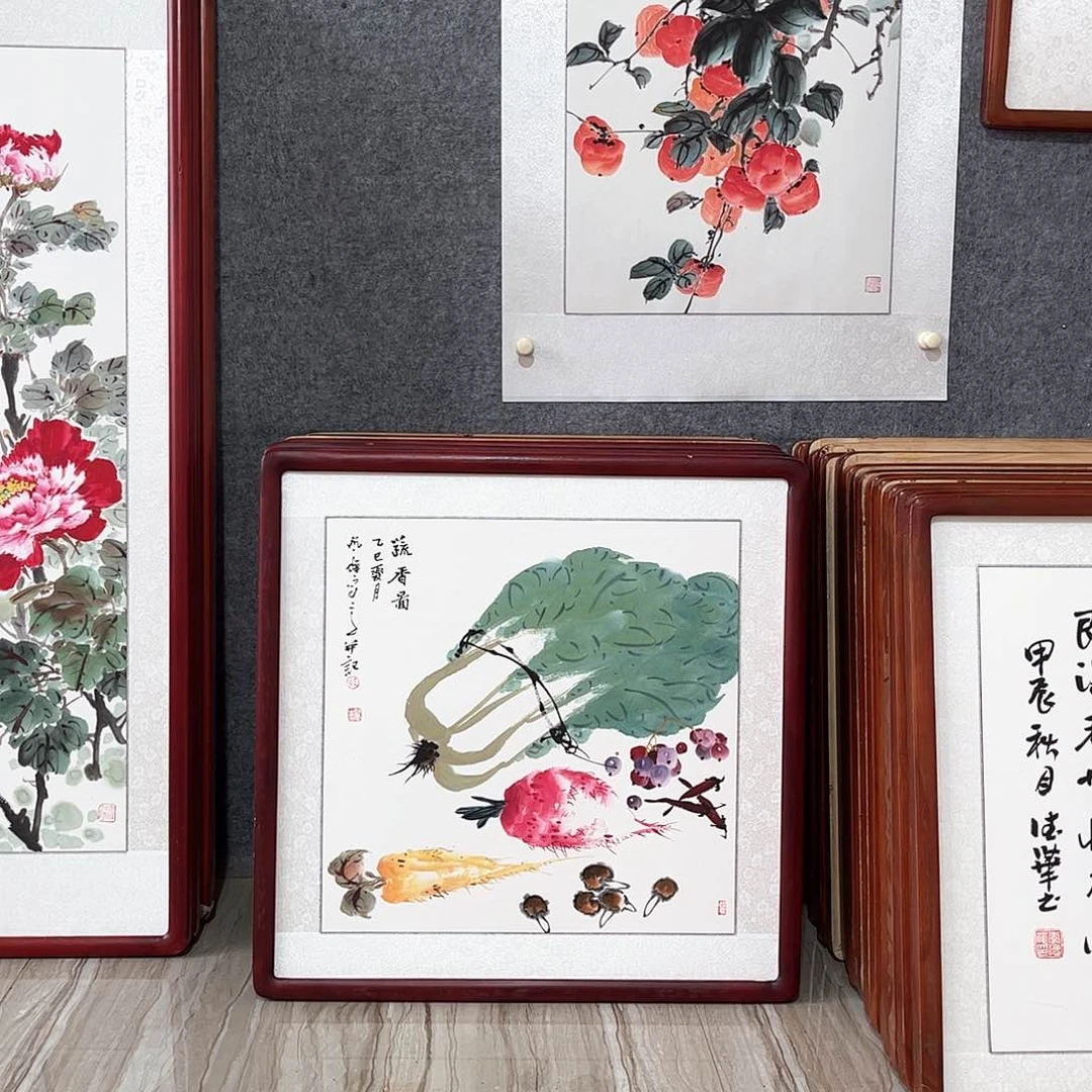 国画书画作品带框63×63