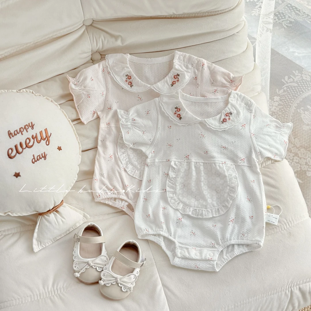 婴幼儿夏季衣服薄款女宝宝三角哈衣短袖新生儿公主可爱透气包屁衣