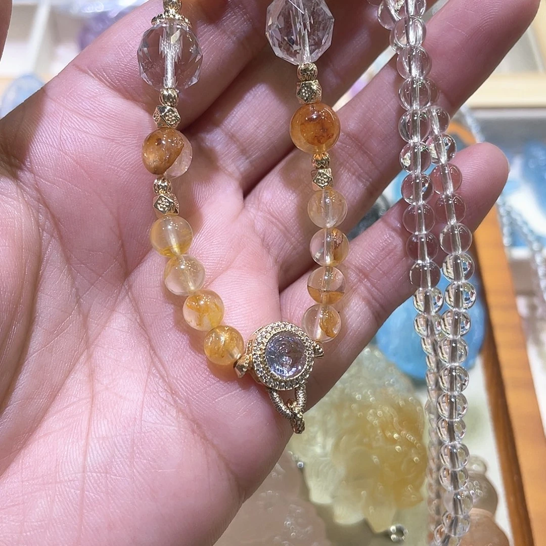 夏***末颈饰合金水晶水晶链浇花