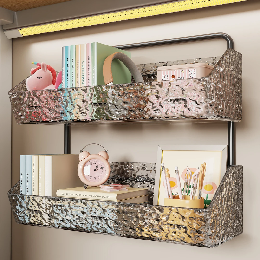 墙上置物架学生宿舍挂墙收纳架免打孔床边挂篮下铺书籍资料储物架