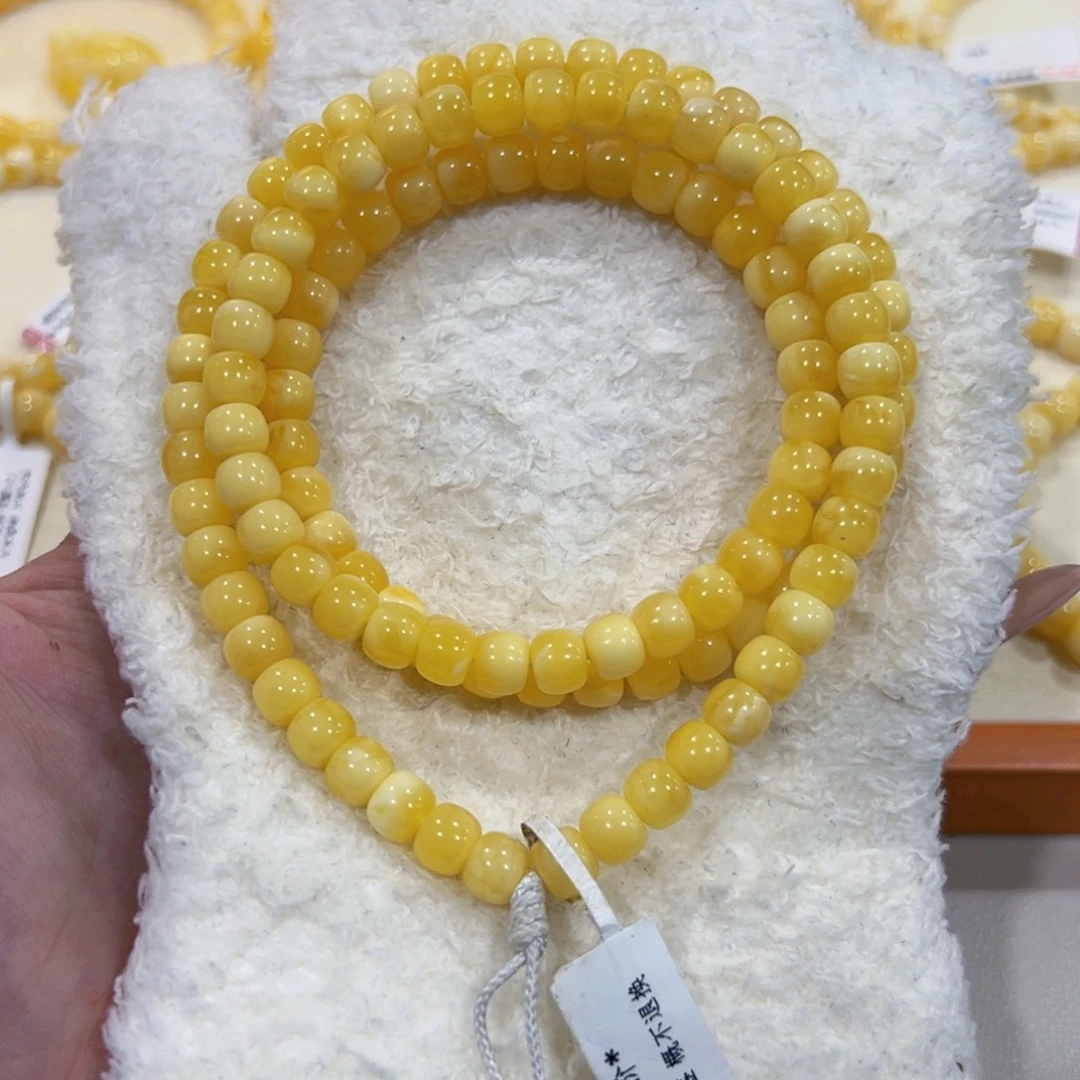 手链蜜蜡未镶嵌7m黄白花长串