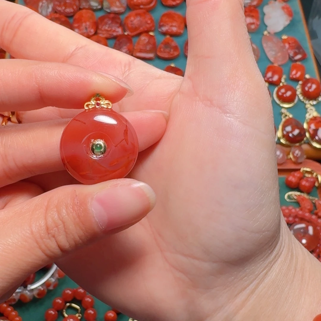 南红玛瑙南红18K金镶嵌