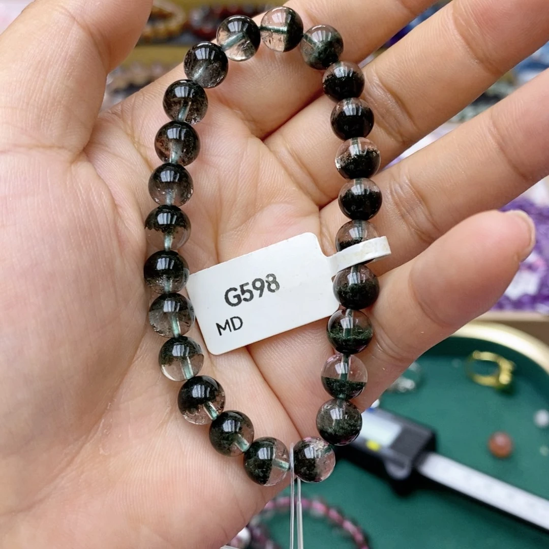 未镶嵌手链水晶G598绿幽灵8mm左右