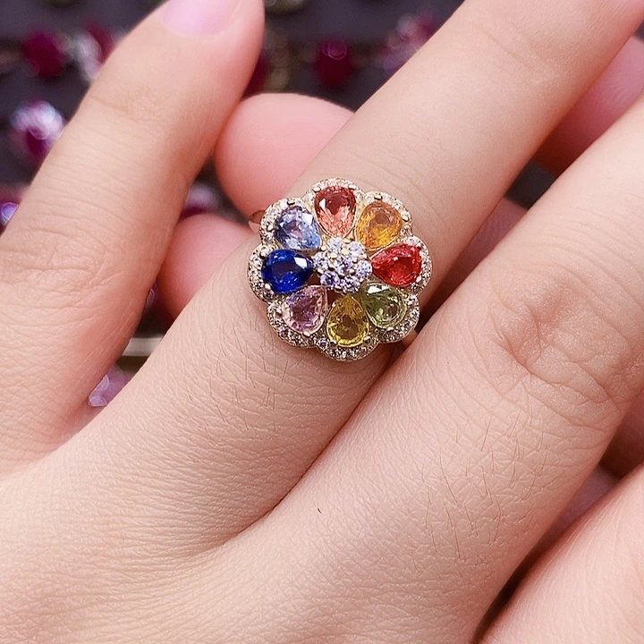 戒指蓝宝石银S925镶嵌