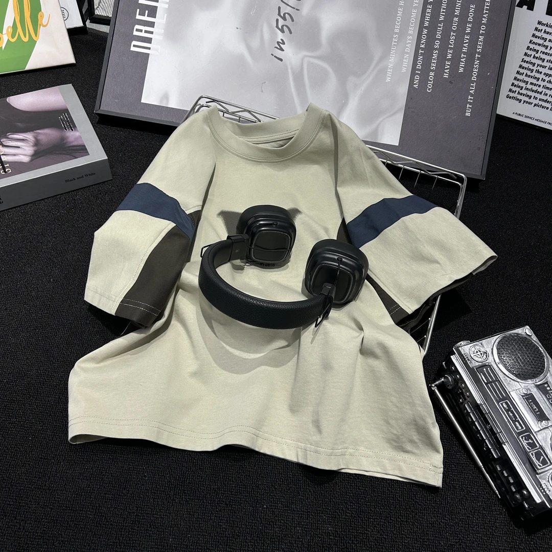 HK潮牌T恤中大童2025夏季新款短袖潮流上衣9209