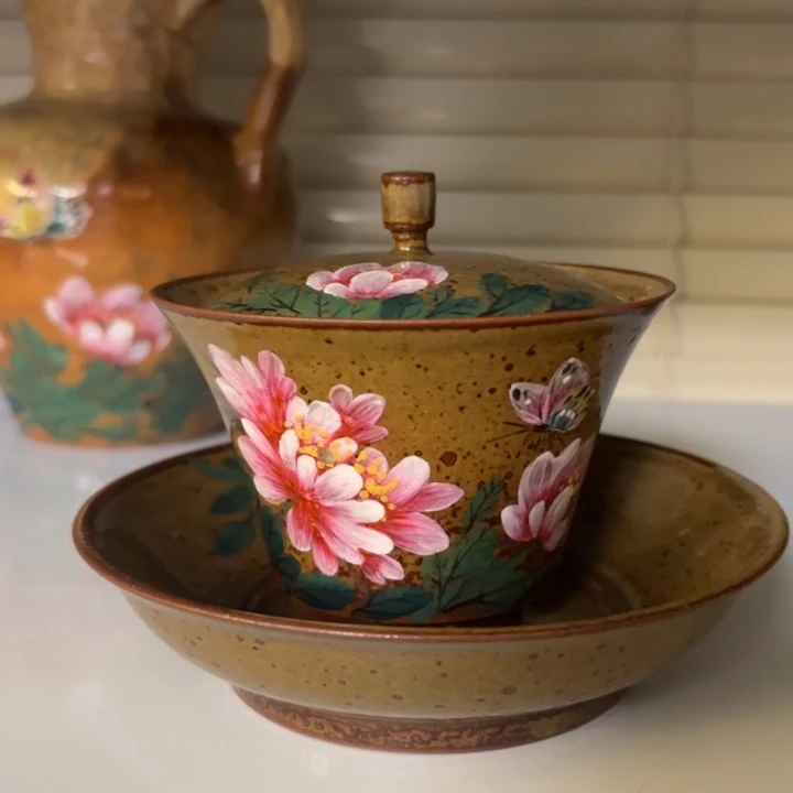 柴烧纯手工手绘陶瓷