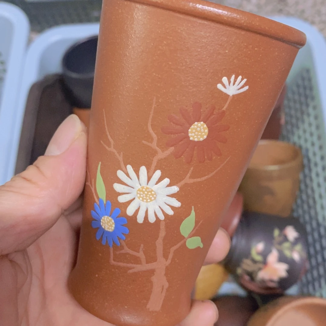 茶杯绿泥紫砂紫砂